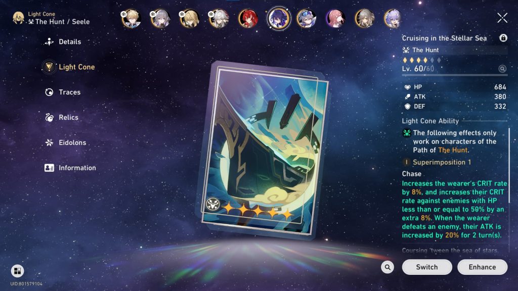 Honkai Star Rail Cruising in the Stellar Sea light cone
