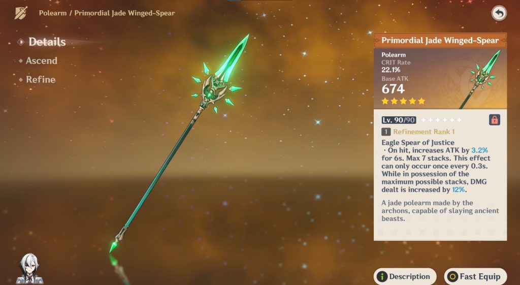 Genshin Impact Primordial Jade-Winged Spear