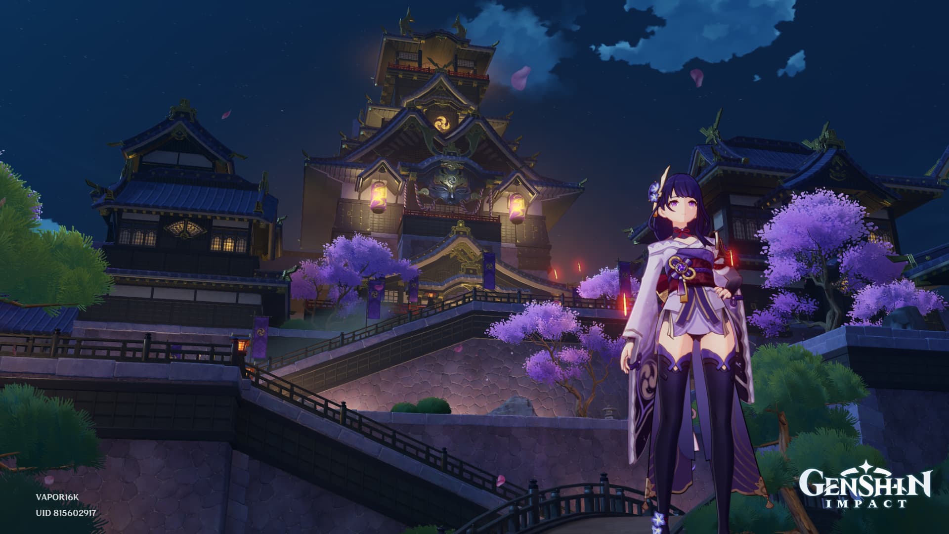 Raiden Shogun in front of her Castle