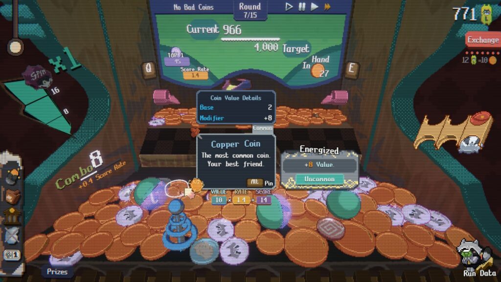 Energized coin in Raccoin Coin Pusher Roguelike